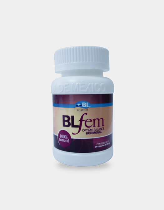 <strong>BLFem </strong>es la mejor alternativa natural de estrógenos, es un producto natural compuesto principalmente por Ñame Silvestre, que posee un gran contenido de diosgenina (progesterona natural) la cual es bioquímicamente idéntica a la progesterona humana y es precursora de hormonas estrogénicas y progesterona; que son claves en las terapias de reemplazo hormonal y de métodos anticonceptivos.<br><br><strong>Indicaciones</strong><br>Trastornos menstruales como dismenorrea (mestruación dolorosa), metrorragia (menstruación irregular), amenorrea (ausencia del periodo), síndrome premestrual, trastornos asociados con la menopausia (bochornos, sofocos, etc.) resequedad vaginal (mujeres mayores), colesterol, triglicéridos, artritis reumatoide.